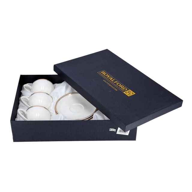 طقم فناجين قهوة ( 12 قطعة ) - ابيض Royalford  -  New Bone Cups With Saucer Set