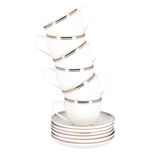 طقم فناجين قهوة ( 12 قطعة ) - ابيض Royalford  -  New Bone Cups With Saucer Set