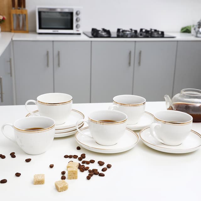 طقم فناجين قهوة ( 12 قطعة ) - ابيض Royalford  -  New Bone Cups With Saucer Set