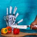 طقم سكاكين ستانلس ستيل 8 قطع | Royalford Kitchen Knife Set With Rotating Knife Block