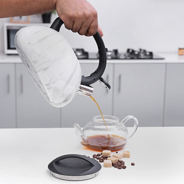 ابريق شاي رخامي مصنوع من الستانلس ستيل من الداخل بسعة 3 لتر | Royalford Whistling Kettle - 163067