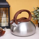 Royalford 3L Whistling Kettle - Portable Design Whistling Tea Kettle With Heat Wooden Finish Lid - 163061