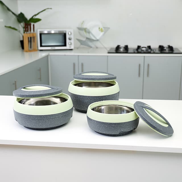 طقم اواني  ( أواني تقديم ) 3 قطع - ازرق / رماي Royalford -  Cosmos Insulated Casserole