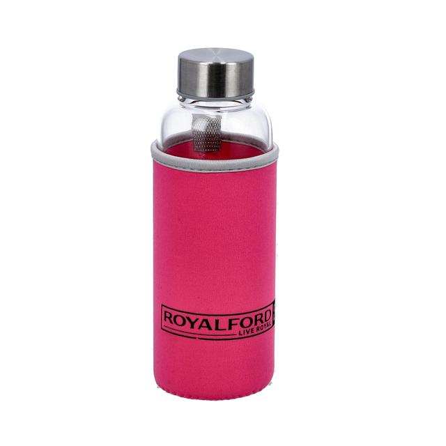 Royalford RF9732 420ML BRS Glass Bottle (Pink) - Durable Borosilicate Glass| Microwave & Dishwasher Safe| Ideal for water, drinks, brew, coffee, tea, sauces - SW1hZ2U6Mzk0MzIz