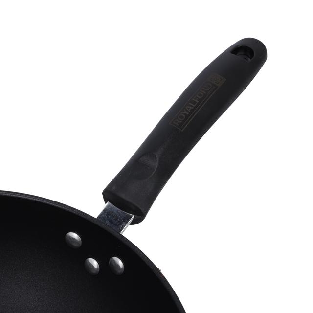 Royalford 32Cm Carbon Steel Wokpan - Long Handle Non-Stick Wokpan - Frying Pan, Black-Coated - SW1hZ2U6Mzg4NjM2