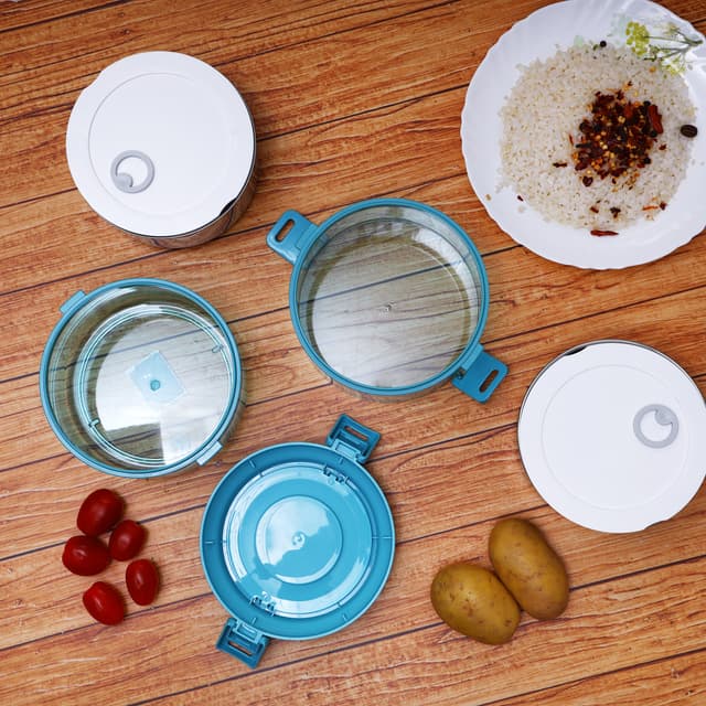 سفرطاس ( 1.6 لتر ) طبقتين - اخضر Royalford -  Lunch Box - Portable Stainless Steel