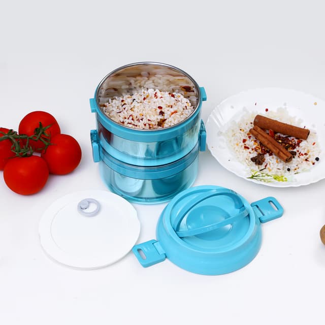 سفرطاس ( 1.6 لتر ) طبقتين - اخضر Royalford -  Lunch Box - Portable Stainless Steel