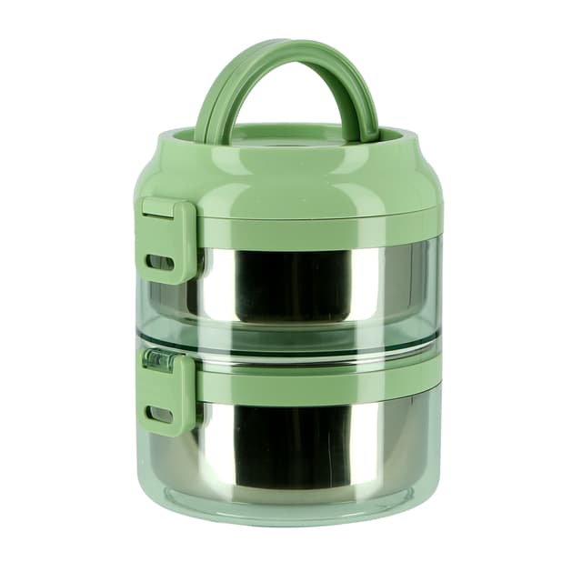 سفرطاس ( 1.6 لتر ) طبقتين - اخضر Royalford -  Lunch Box - Portable Stainless Steel