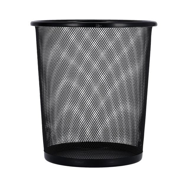 سلة مهملات بتصميم شبكة  صغيرة  أسود معدن رويال فورد Royalford Mesh Waste Bin - Portable Round Metal Small Trash Can Wastebasket