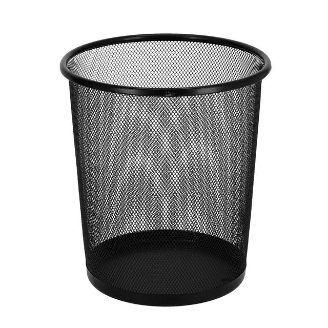 سلة مهملات بتصميم شبكة  صغيرة  أسود معدن رويال فورد Royalford Mesh Waste Bin - Portable Round Metal Small Trash Can Wastebasket