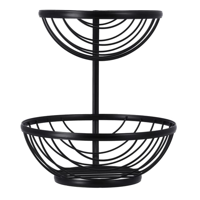 Royalford 2 Tier Fruit Basket - Portable Large Capacity Fruit Bowls, Iron Fruit Vegetable Bowl Baske