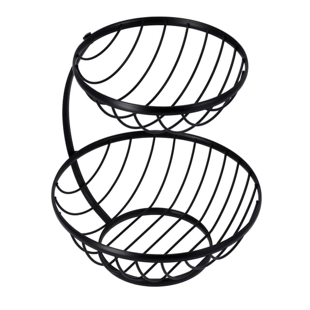 Royalford 2 Tier Fruit Basket - Portable Large Capacity Fruit Bowls, Iron Fruit Vegetable Bowl Baske