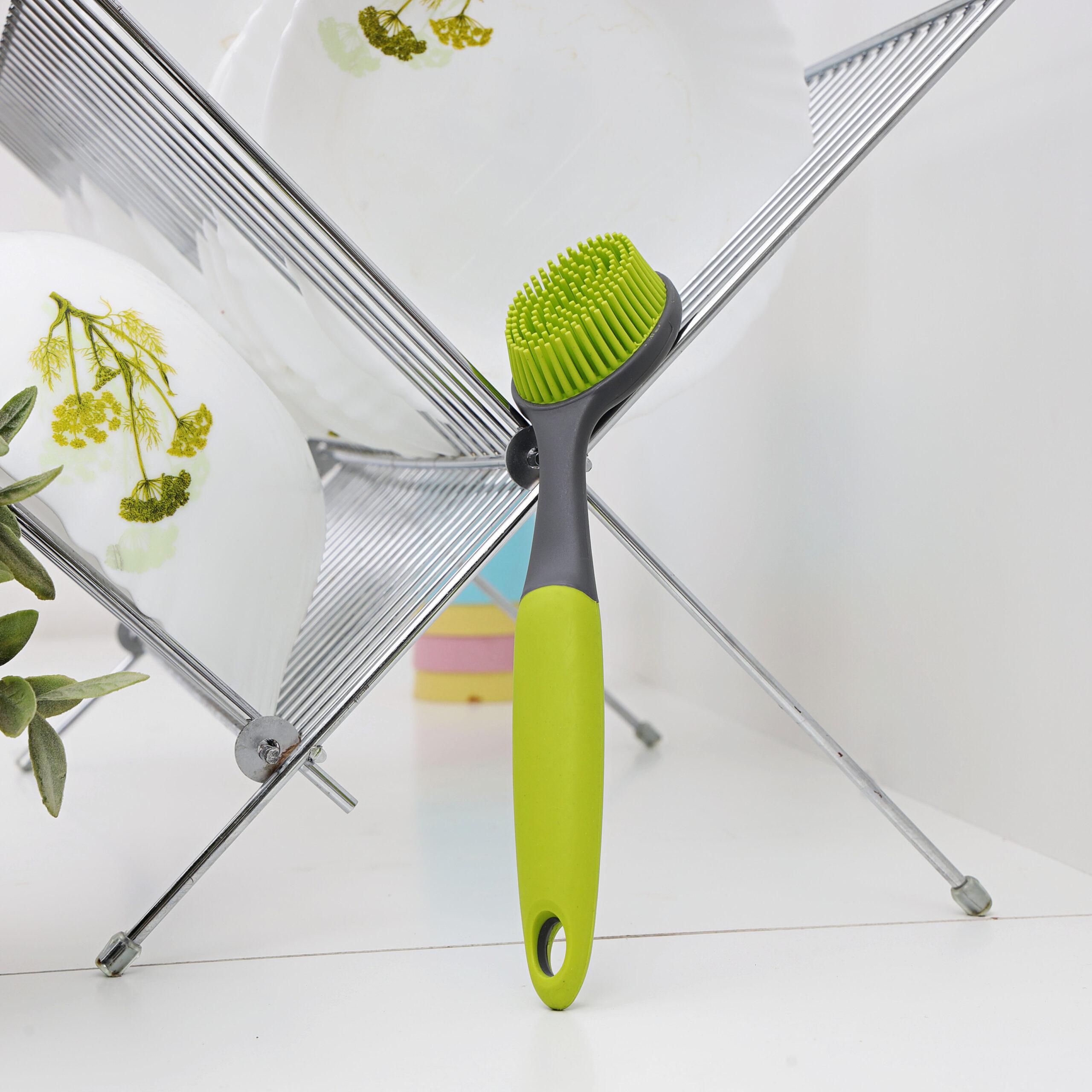 Dish Brush Portable Long Soft Handle Flexible Ergonomic Design