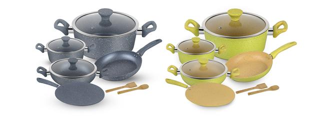 Royalford 10Pcs Forged Aluminium Cookware Set - 3 Layer Granite Coating Saucepan With Lid, Fry Pan