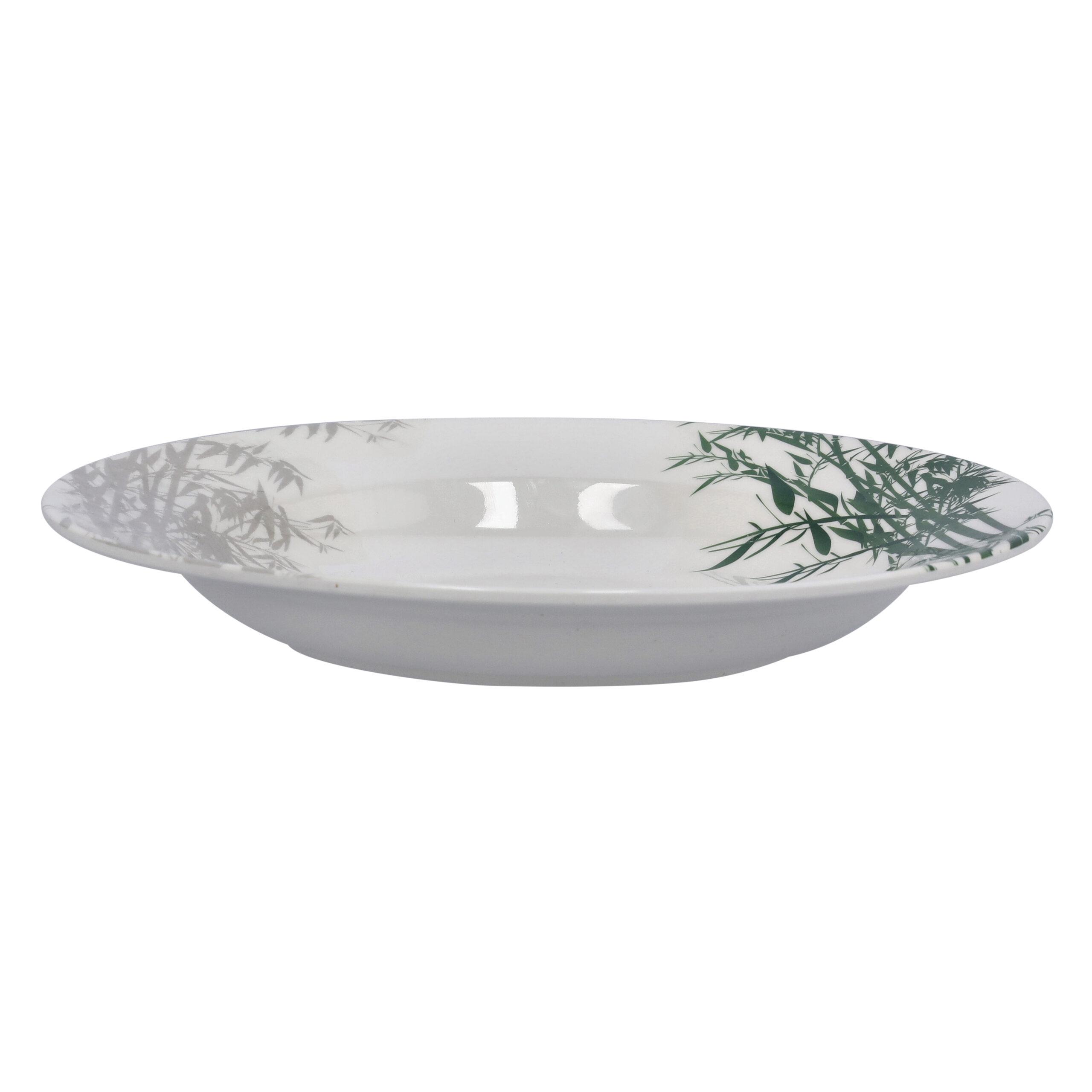 طبق متعدد الإستخدامات رويال فورد Royalford Melamine Ware Soup Plates, 8 Inch, RF9888 | Plate with Elegant Bamboo Design