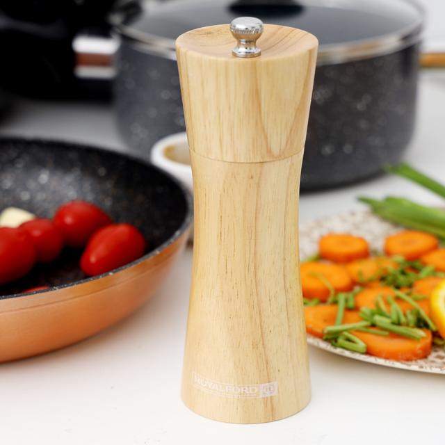 مطحنة فلفل خشبية 6" رويال فورد Royalford Wooden Pepper Mill with Grinder - SW1hZ2U6MzY2MzIy