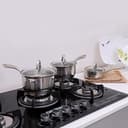 Royalford 6 Pcs Stainless Steel Saucepan Set – Highly Durable Design, Tempered Glass Lid, Pfoa Free