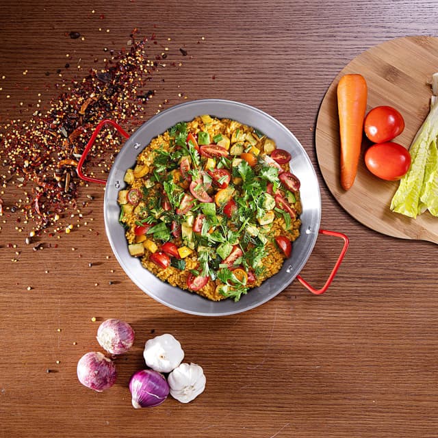 مقلاة البايلا من الستانلس ستيل المقاوم للصدأ مقاس 30سم من رويال فوردRoyalford Stainless Steel Paella Pan