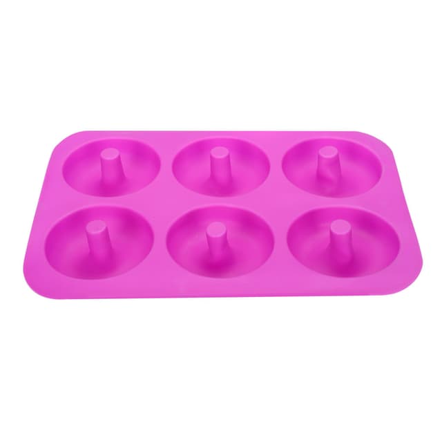 قالب ثلج سليكون دونات بنفسجي رويال فورد Royalford Silicone Donut Mold With 6 Cavities – Food Grade Silicone, -40°C To 230°C, 18×26 Cm, Easy