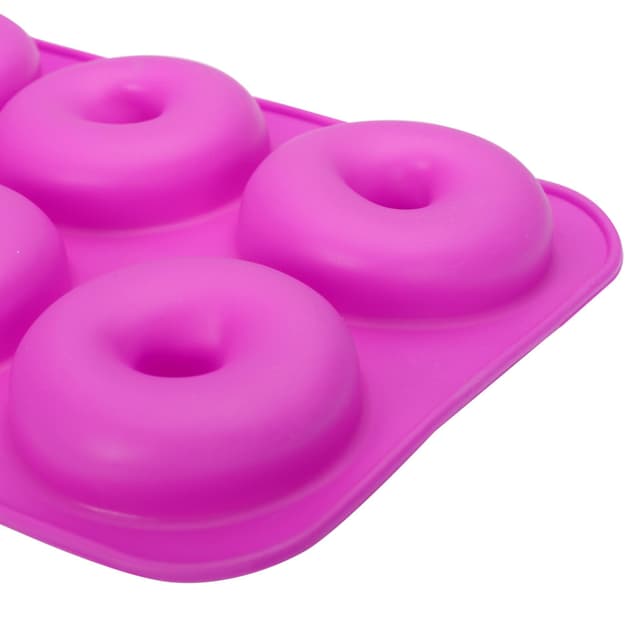 قالب ثلج سليكون دونات بنفسجي رويال فورد Royalford Silicone Donut Mold With 6 Cavities – Food Grade Silicone, -40°C To 230°C, 18×26 Cm, Easy