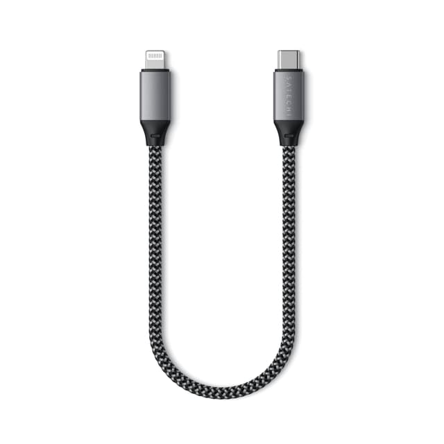 Satechi USB-C to Lightning Charging Cable 10 inches/25cm | MFi Certified Braided Nylon Compatible w/ Apple iPhone 12 Pro Max/12 Mini/12, 11 Pro Max/11 Pro/11, XS Max/XS/XR/X, 8 Plus/8 iPad/iPad Air
