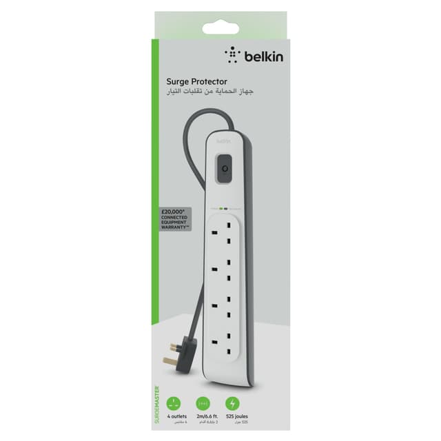 محول كهربائي ب 4 مخارج -2 متر -  Surge Protector - 4 outputs - 2M - BELKIN