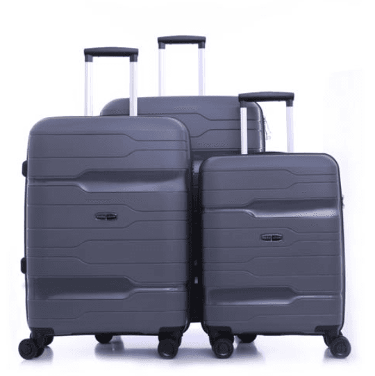 طقم حقائب سفر 3 حقائب مادة PP بعجلات دوارة (20 ، 24 ، 28) بوصة رمادي PARA JOHN - Novo 3 Pcs Trolley Luggage Set, Grey - SW1hZ2U6MzY1NTY3