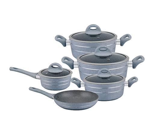 Royalford 9Pcs Smart Aluminium Cookware Set - Durable Marble Coating, High-Quality Forged Aluminium