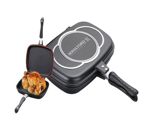 Order Royalford Double Grill Pan, 40 Cm Die-Cast Double Sided
