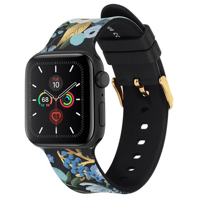 Rifle Paper Co. Band for 38-40mm Apple Watch - Mettalic Gold Finish Clasp w/ Floral Design, Compatible with Apple Watch Series 1/2/3/4/5/6/SE - Garden Party Blue - SW1hZ2U6MzYwNTYz