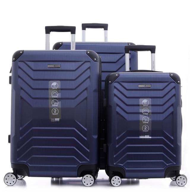 طقم حقائب سفر 3 حقائب مادة ABS بعجلات دوارة (20 ، 24 ، 28) بوصة أزرق PARA JOHN - Travel Luggage Suitcase Set of 3 - Trolley Bag, Carry On Hand Cabin Luggage Bag (20 ، 24 ، 28) inch - SW1hZ2U6NDE4Mzk2