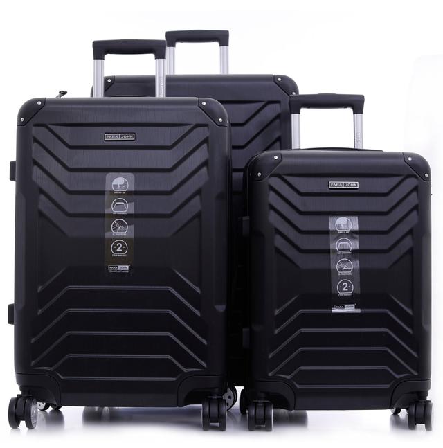 طقم حقائب سفر 3 حقائب مادة ABS بعجلات دوارة (20 ، 24 ، 28) بوصة أسود PARA JOHN - Travel Luggage Suitcase Set of 3 - Trolley Bag, Carry On Hand Cabin Luggage Bag - Lightweight (20 ، 24 ، 28) inch - SW1hZ2U6NDE4Mzgx