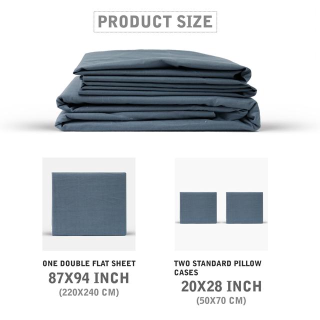 PARRY LIFE Double flat Sheet 3 PIECES -90GSM MICRO FIBER - Machine Washable Breathable Fabric- Elastic Corners - Wrinkle and Fade Resistant - (200X240) - SW1hZ2U6NDA3NDQ2