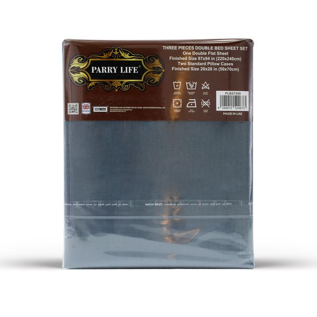 PARRY LIFE Double flat Sheet 3 PIECES -90GSM MICRO FIBER - Machine Washable Breathable Fabric- Elastic Corners - Wrinkle and Fade Resistant - (200X240) - SW1hZ2U6NDA3NDUw