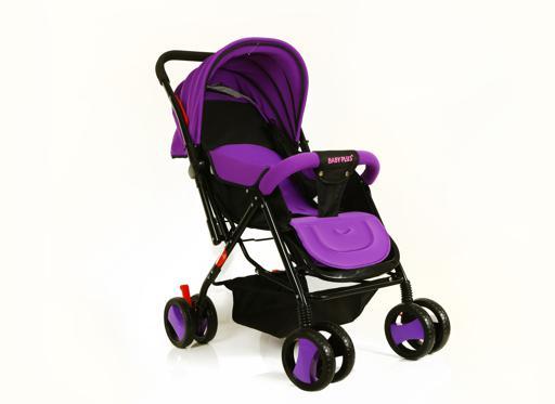 Baby Plus Baby Stroller Cum Pram 0-36 M | Reversible Handle Bar | With Basket | - Purple - SW1hZ2U6NDIyNDYz