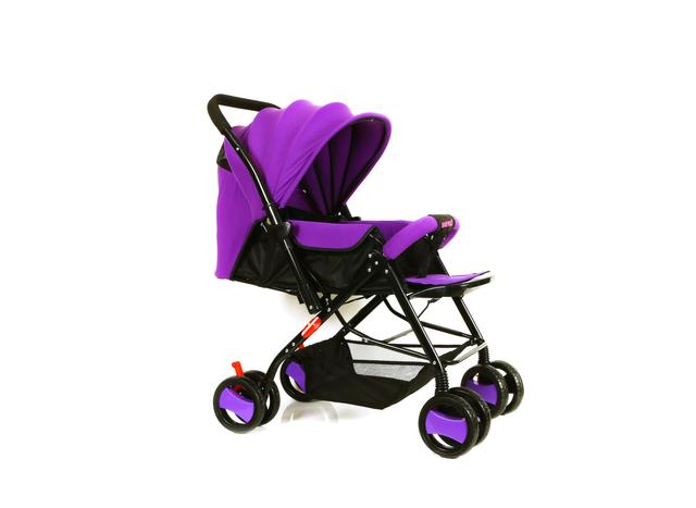 Baby Plus Baby Stroller Cum Pram 0-36 M | Reversible Handle Bar | With Basket | - Purple - SW1hZ2U6NDIyNDY3