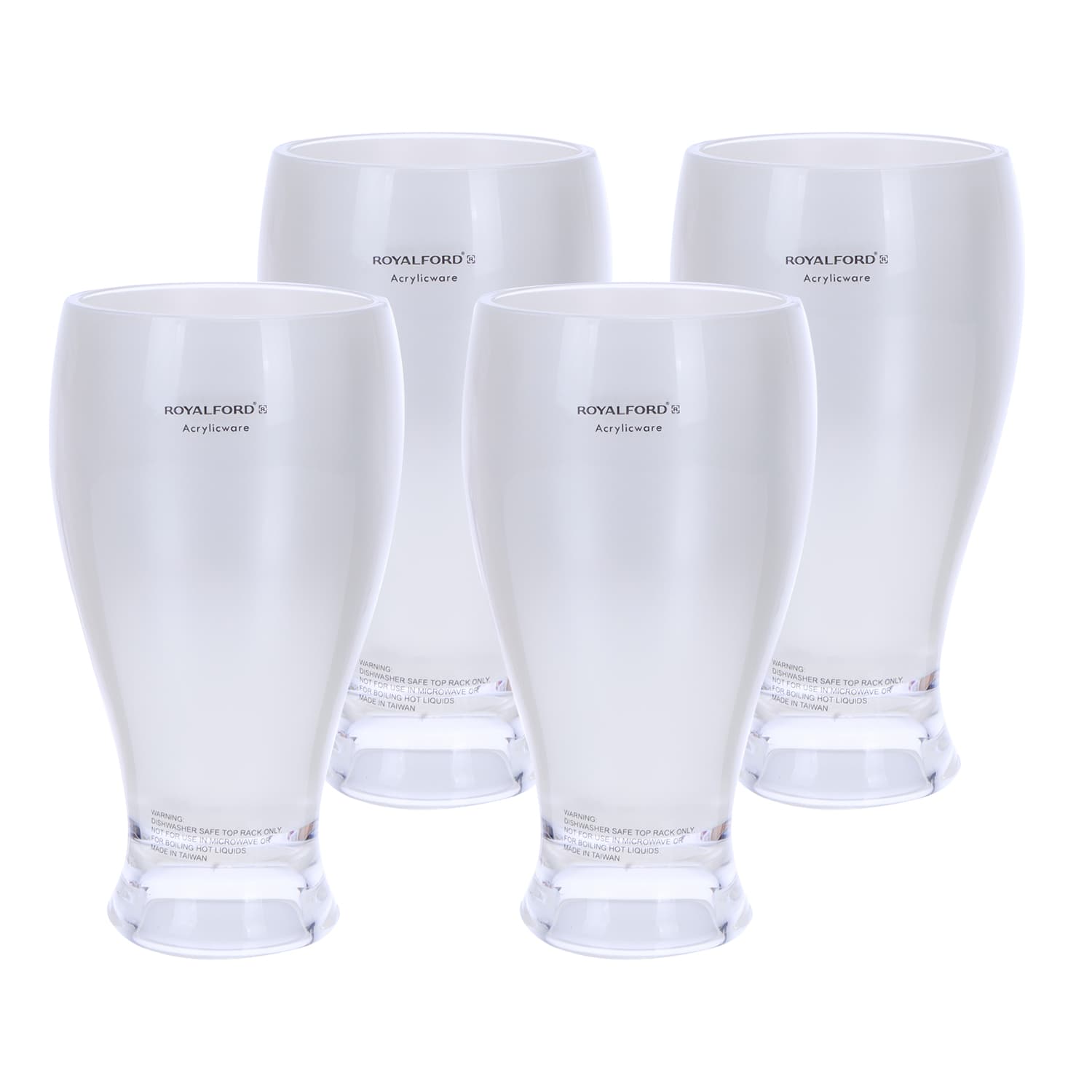 اكواب ماء 400 مليلتر 4 قطع لون شفاف من رويال فورد Royalford 400Ml Acrylic Glass 4Pcs Set