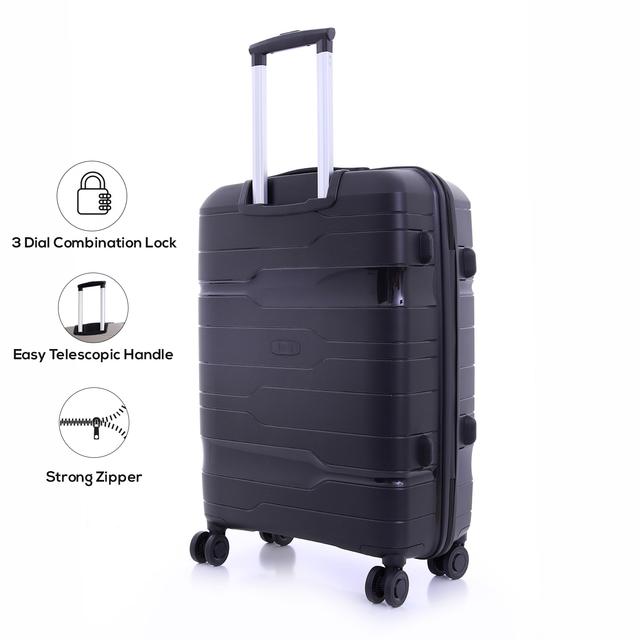 PARA JOHN Novo 3 Pcs Trolley Luggage Set, Black - SW1hZ2U6NDM2ODIy