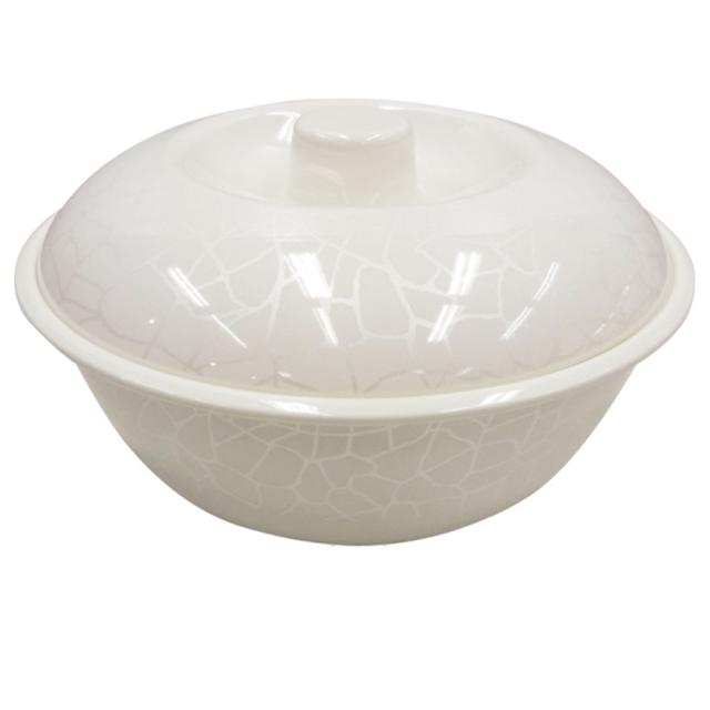 Royalford Melamine Ware White Pearl Bowl With Cover, 10.5 Inch - SW1hZ2U6NDU5MzU5