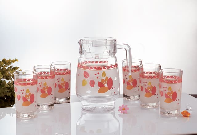 إبريق ماء مع طقم كاسات كبيرة 6 قطع  Royalford Glass Water Set