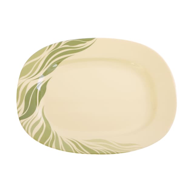 صحن تقديم ميلامين اكو تايلندي بيضاوي بلون أخضر برسومات متموجة من رويال فورد بمقاس 14 بوصة  Royalford Melamine Aqua Thai Oval Plate,