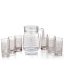 إبريق ماء مع طقم كاسات كبيرة 6 قطع  Royalford Glass Whiteline Water Set