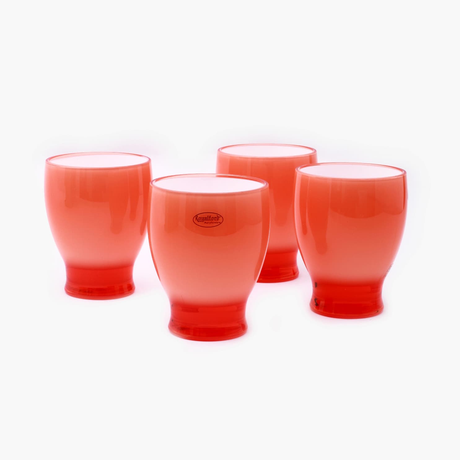 طقم كاسات مكون من اربع قطع من زجاج الإكريليك بلون وردي من رويال فورد Royalford Pink Acrylic Glass Set