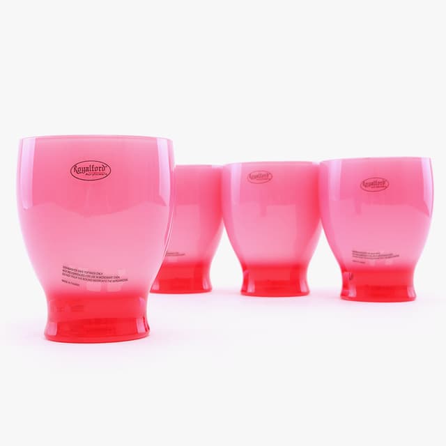 Royalford Pink Acrylic Glass Set, 4Pieces