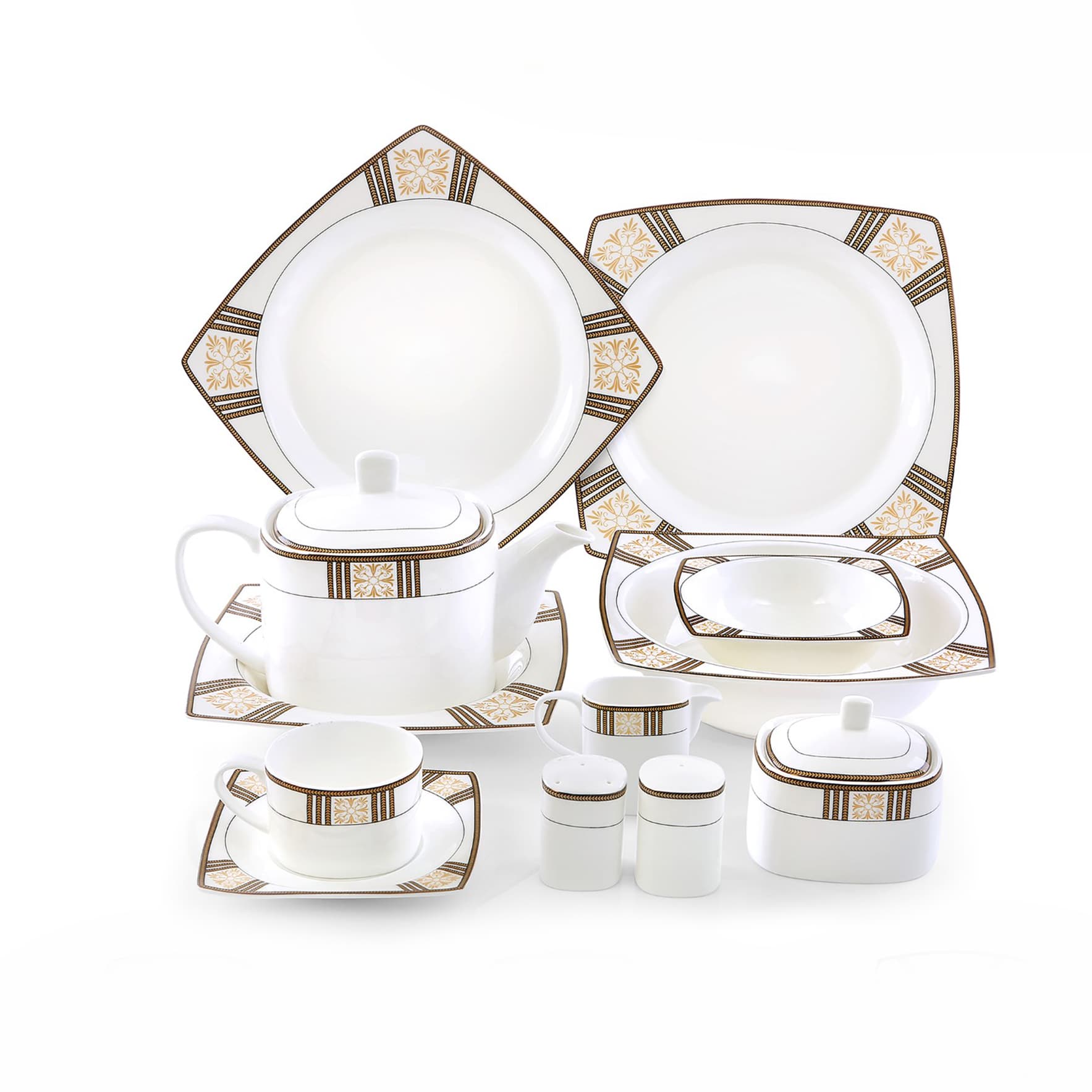 Royalford Fine Bone Dinner Set, 47pieces