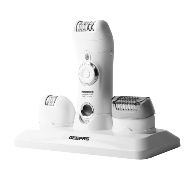 جهاز ازالة الشعر مع ثلاث رؤوس مضاد للماء أبيض جيباس Geepas white Waterproof Three heads Stain Touch Epilator