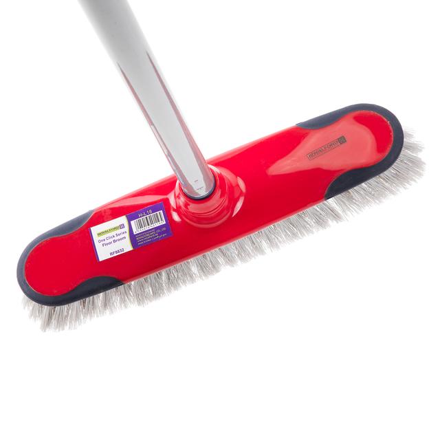 Royalford One Click Series Long Floor Broom - Upright Long Handle Broom With Synthetic Stiff Bristle