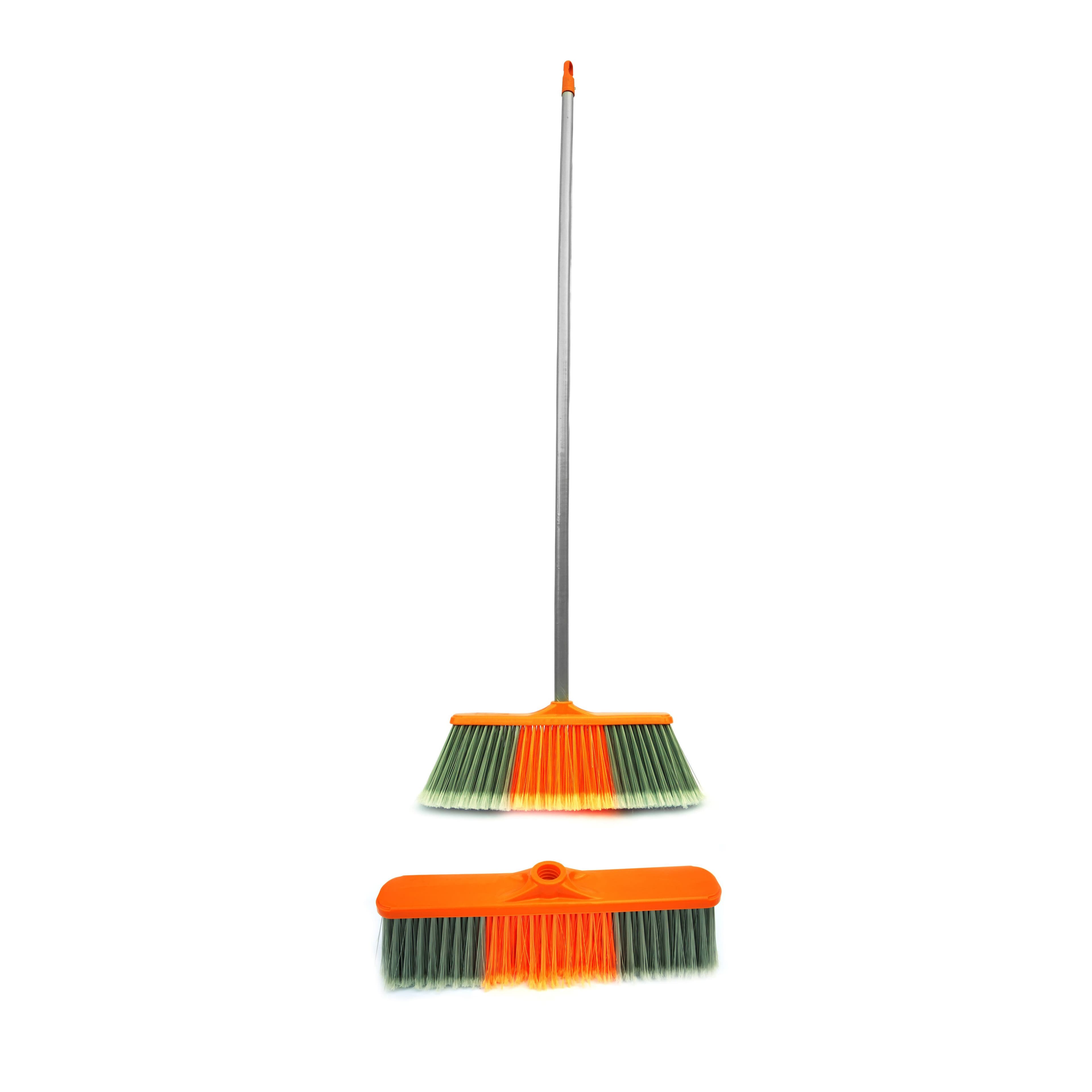 Delcasa Floor Broom With Strong Long Handle - Upright Long Handle Sweeping Broom With Stiff