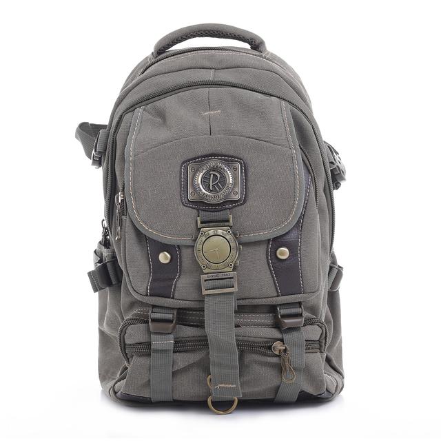 شنطة ظهر متعددة الإستخدامات قياس 18 إنش لون بيج 18'' Canvas Leather Backpack - Travel Backpack/Rucksack - Casual Daypack College Campus - PARA JOHN - SW1hZ2U6NDM4OTcw