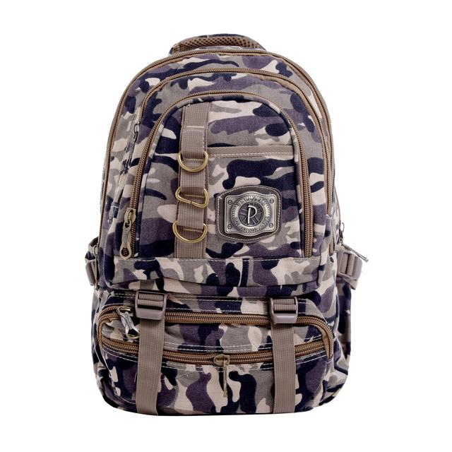 شنطة ظهر متعددة الإستخدامات قياس 18 إنش لون مموه 18'' Canvas Leather Backpack - Travel Backpack/Rucksack - Casual Daypack College Campus - PARA JOHN - SW1hZ2U6NDM4NzE5